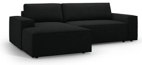 Czarny rozkładany narożnik z materiału bouclé (lewostronny) Jodie – Micadoni Home
