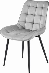 Krzesło welurowe BERA jasnoszare z czarnymi nogami