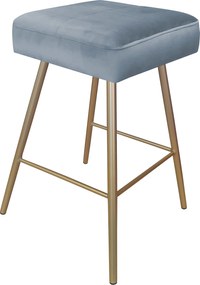 Hoker MAX krzesło barowe tkanina Welur podstawa metalowa : Kolor nogi - Złota stożek, Kolor tkaniny - VELVET - BL06, Typ siedziska - Siedzisko stałe
