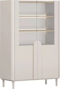 Witryna Amilio 100 cm dwudrzwiowa na nóżkach - kaszmir / dąb olejowany / uchwyty kaszmir