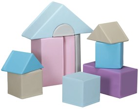 HOMCOM 11-elementowy zestaw klocków piankowych do zabawy i wspinaczki, dla dzieci, 1-3 lata, Pokrycie z skóry ekologicznej, Kolorowy