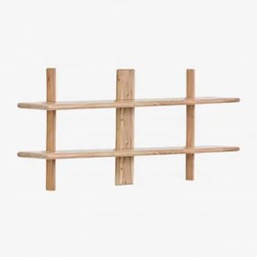 Regał Ścienny ↔︎120 Cm Z Drewna Akacjowego Erisu Rustykalny Brąz Akacjowy & 2 Półki - Sklum