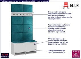 Nowoczesna garderoba do przedpokoju biały + butelkowa zieleń - Somena 5X