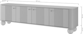 Szafka RTV Vesper 4D 187 cm - kaszmir / złote uchwyty / nogi kule