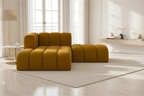 Szezlong z pufą Grand, tkanina Salvador, Żółty, Lewy