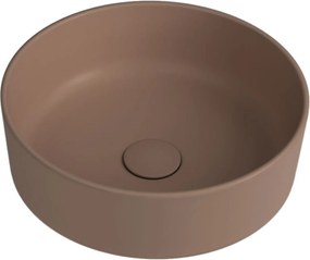Umywalka ceramiczna nablatowa okrągła brązowa bez otworu na baterię 42 cm LERA Cappuccino
