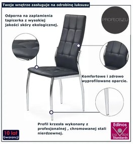Nowoczesne czarne metalowe krzesło pikowane - Azrel