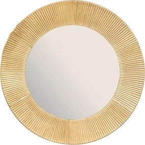 Lustro okrągłe Milda w złotej, metalowej ramie, Ø 90 cm