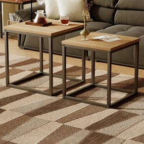 Stolik kawowy ława stół zestaw stolików 2w1 loft industrialny jasny brąz