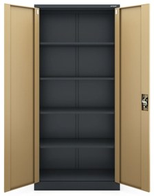 Szafa na dokumenty biurowa metalowa antracytowa/ orzech: Eco Design JAN H, 900 x 1950 x 400 mm