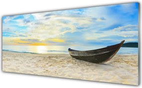 Panel Szklany do Kuchni Łódź Rybacka na Brzegu