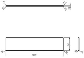 Blat łazienkowy z litego drewna dębowego w naturalnym kolorze 160x36 cm Woody – Sapho