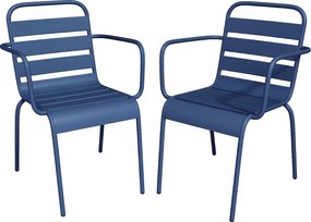 Zestaw 2 sztaplowanych foteli ogrodowych z metalu w kolorze granatowym MIRMANDE