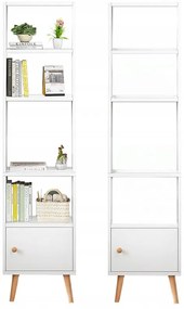 Regał stojący biały na książki półki wysoki skandynawski słupek szafa loft