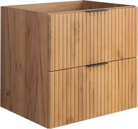 Ryflowana łazienkowa szafka z szufladami 60 cm dąb craft złoty H8-G98