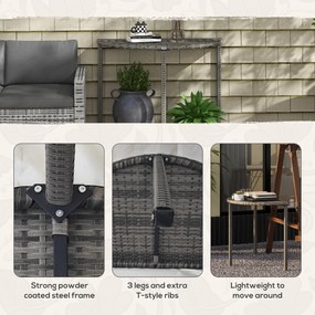 Outsunny Stolik Balkonowy, półokrągły, Polirattan+Metal, 100x50x74 cm, Szary