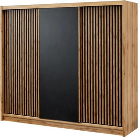 Szafa DRAVEN - Dąb wotan / Front Czarny / Bez lustra / 250 cm