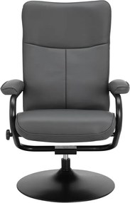 Szary fotel wypoczynkowy z imitacji skóry z podnóżkiem Istad – Støraa