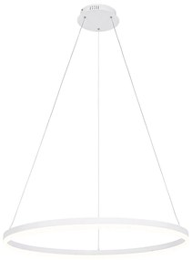 Designerska lampa wisząca biała 80 cm z 3-stopniową regulacją ściemniania LED - Anello Nowoczesny Oswietlenie wewnetrzne