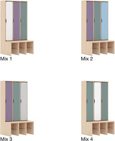 Szafka przedszkolna do szatni 3-osobowa z drzwiczkami pełnymi Blox Colours Mix, index SZT-3R-A-D-A