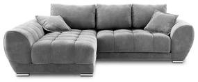 Szary rozkładany narożnik z aksamitnym obiciem Windsor & Co Sofas Nuage, lewostronny