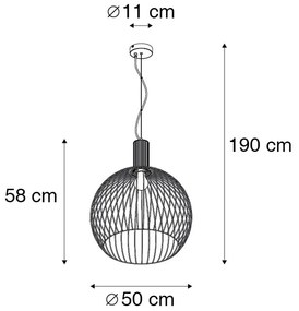 Inteligentna okrągła lampa wisząca czarna 50 cm z Wifi G95 - Dos Nowoczesny Oswietlenie wewnetrzne