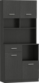 HOMCOM Szafka kuchenna, bufet z szufladą, drzwi Soft-Close, 80 x 35 x 180 cm, czarny