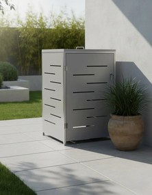 Szara stalowa obudowa śmietnika ogrodowego C1-D66