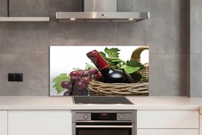 Panel szklany do Kuchni Kosz Pełen Winogron i Wino