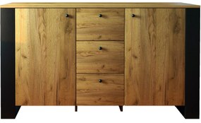 Komoda Dwudrzwiowa z Szufladami do Salonu ERISA 140 cm Dąb Craft/Złoty Loft