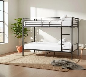 Czarne Metalowe Łóżko Piętrowe 90X200 Cm C4-L34