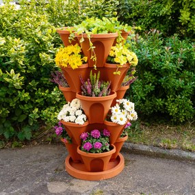4Home Kaskada kwiatowa 5-częściowa, terakota, 5 pięter
