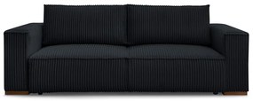 Czarna sztruksowa rozkładana/ze schowkiem sofa 244 cm Chelsea – Bobochic Paris