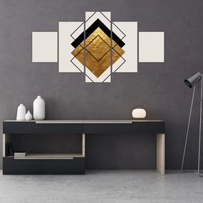 Obraz - Abstrakcja złoto-biała N⁰1 (125x70 cm)