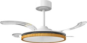 HOMCOM Wentylator sufitowy z lampą i pilotem, Ø95 cm, nowoczesny wentylator sufitowy LED ze składanymi łopatkami, drewno naturalne | Aosom PL