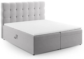 Jasnoszare łóżko boxspring ze schowkiem 160x200 cm Bali – Cosmopolitan Design