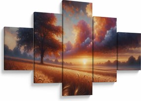 Obraz – Zachód słońca na polu (125x70 cm)