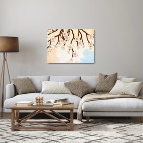 Obraz na szkle - Kwiaty na gałęziach, kolorowe (70x50 cm)