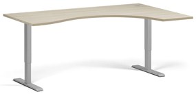 Ergonomiczne biurko z regulacją wysokości, 180x120 cm, 2 silniki, L/P, szara podstawa, dąb naturalny