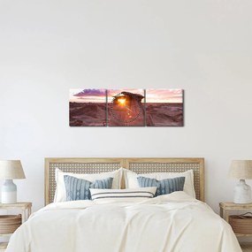 Obraz - zachód słońca na pustyni (z zegarem) (90x30 cm)