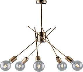 Lampa sufitowa polska z brązu szczotkowanego żelaza 5 świateł H.53 Ø56 BL186-PL5-BRZ