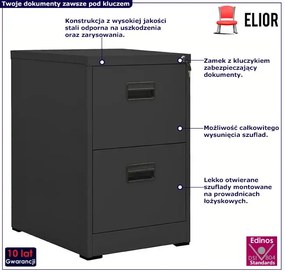 Antracytowy kontenerek pod biurko na klucz - Otwela 3X