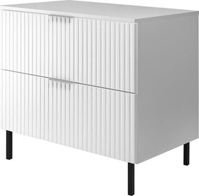 Szafka pod umywalkę, Biały, 80 x 77 x 46 cm, uchwyt srebrny, nogi czarne + Blat