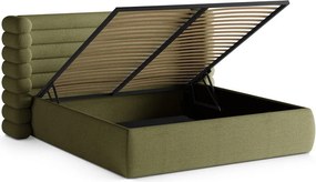 Zielone tapicerowane łóżko dwuosobowe ze schowkiem ze stelażem 160x200 cm Mount – Micadoni
