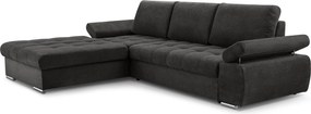 Masseno Narożnik SANDRO z funkcją spania i pojemnikiem na pościel Narozniki L, Rozkładana sofa - Czarny, ARAGON 99