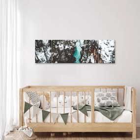 Obraz - górska rzeka zimą (170x50 cm)