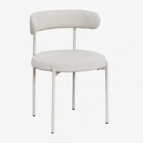 Zestaw 4 Krzeseł Do Jadalni Z Tkaniny Brim Bouclé Bouclé White - Sklum