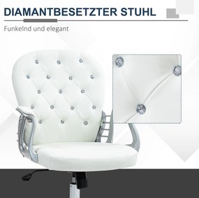 Vinsetto Krzesło biurowe, ergonomiczne krzesło do biura z podłokietnikami, wyściełane oparcie Białe