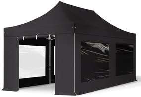 TOOLPORT 3x6 m Namiot Ekspresowy PROFESSIONAL Alu 40 mm, ze ścianami bocznymi, okna panoramiczne , czarny - (600222)