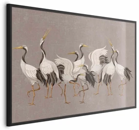 Plakat Taniec żurawi 30x21 cm z ramą czarną bez marginesu ARTGEIST B